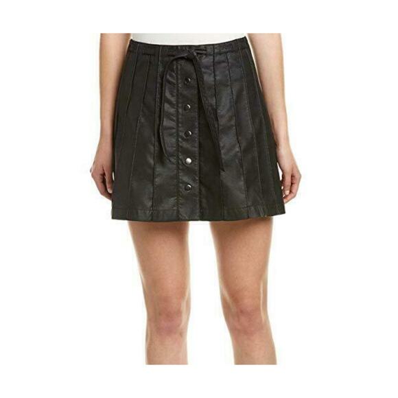 Free People Black Vegan Leather Mini Skirt - Picture 1 of 6